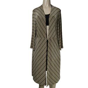 CHICOS Travelers Long  Brown Stripe Knit Duster Cardigan 3 XL 16-18 Packable